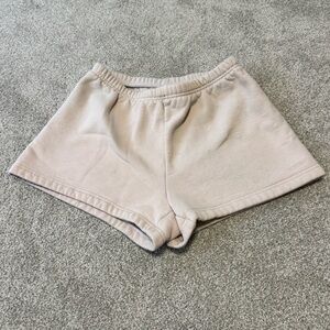Aritzia Soft Elastic-Waist Beige Lounge Shorts